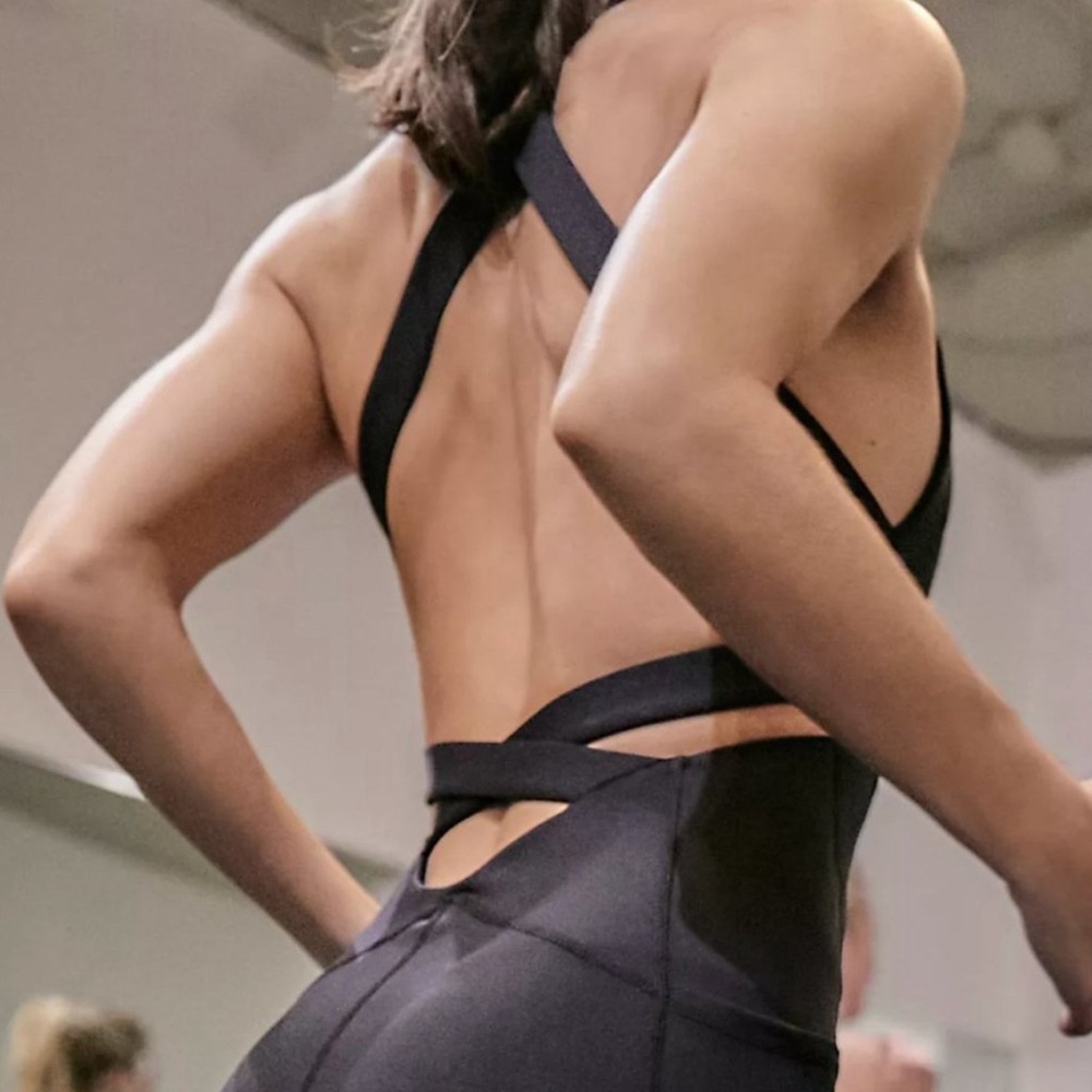 FP Movement by Free People Cross-Back Black Jumpsuit